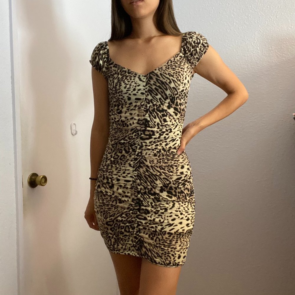 Planet Gold | Leopard-print Mini Dress